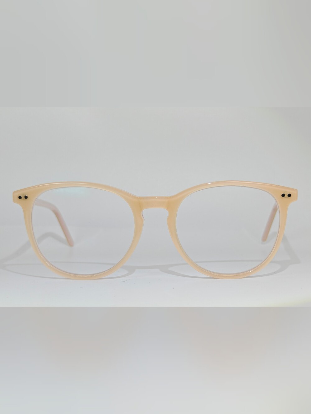 Fiction. Classic Round Women's Eyeglass Frames in Nude Pastel Pink